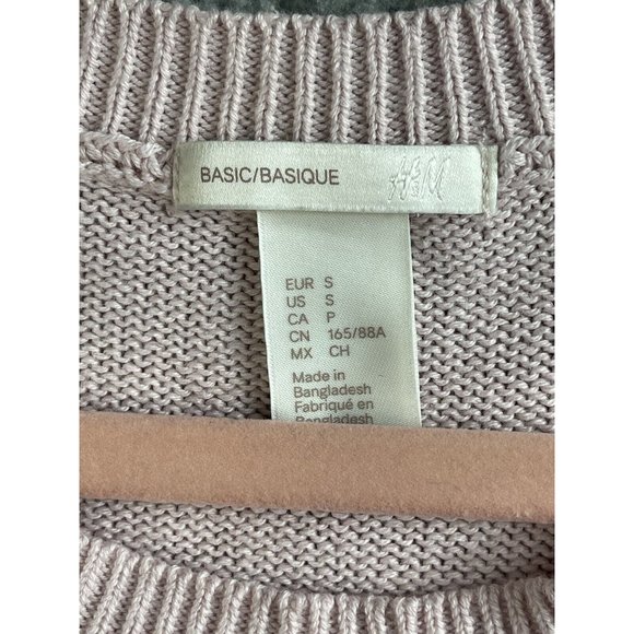 H&M Womens Sweater Size S Pink Cable Knit Pullover Long Sleeve Crew Neck Basic - Picture 8 of 9